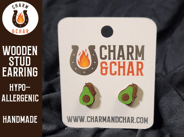 Avocado Wood Stud Earrings - Fruit Fashion Earring - Stud Earring - Charm and Char